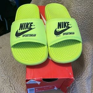 Like New with box Neon Nike Slides